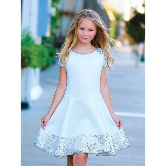 ❤️ sz 16 Only NEW Dolls & Divas White Party Dress w/Sequins Full Skirlt ❤️ - Picture 1 of 1